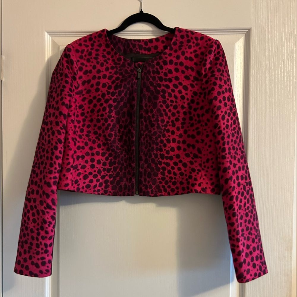 BCBGMaxAzria Pink and Black Animal Print Jacket